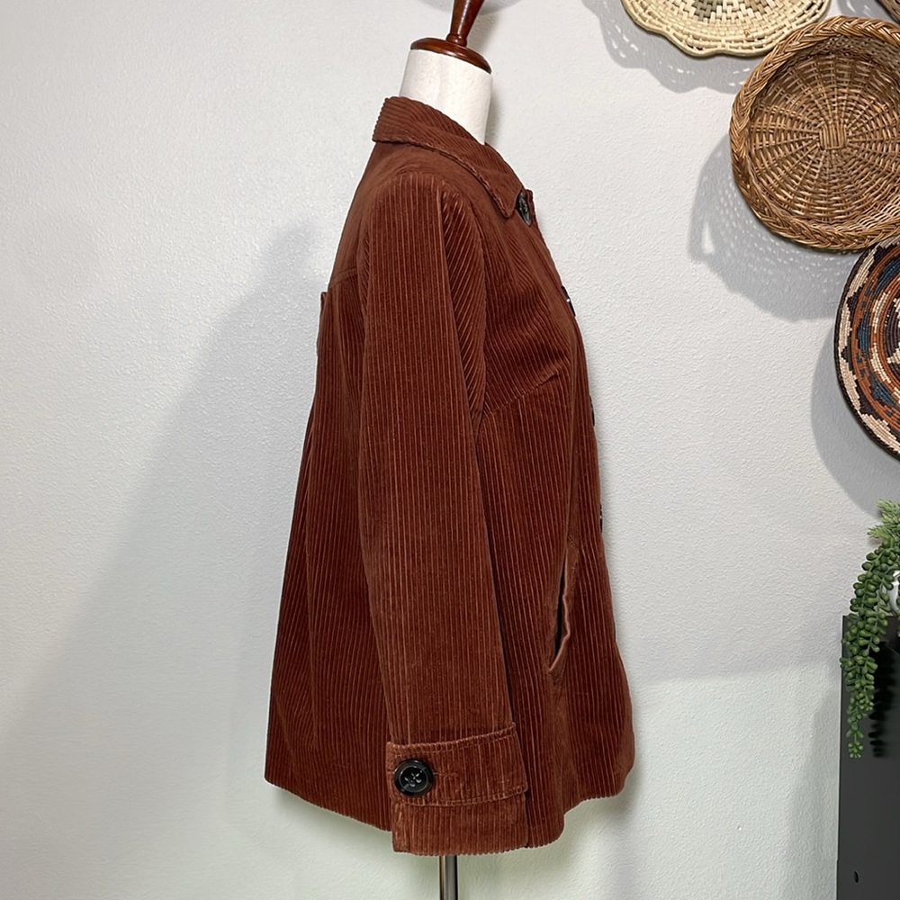 Rust/Brown Corduroy Large Button Swing Jacket Size Small - Picture 3 of 16